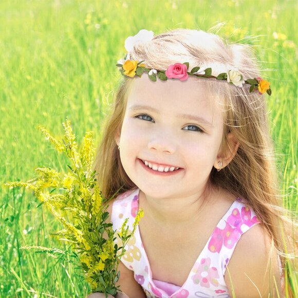 Colorful Flower Crown Wreath Headbands Assorted 15 Pack for Weddings Festivals main image 4